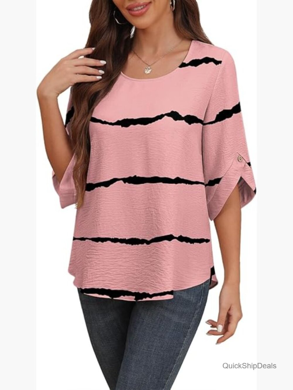 Chiffon Blouse with Bell Sleeves, Casual Work Top for Leggings